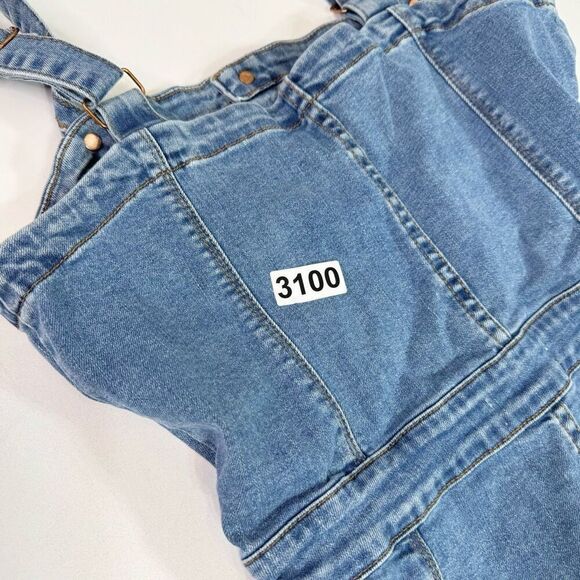 Guess Shorts Romper Women Medium y2k Mid Wash Blue Denim Button Front Sleeveless - Picture 10 of 16